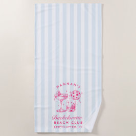 バチェロレッテレトロディスコカクテルブルー&ピンク ビーチタオル