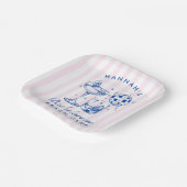 バチェロレッテレトロディスコカクテルブルー&ピンク ペーパープレート (傾斜あり)