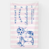 バチェロレッテレトロディスコカクテルブルー&ピンク 横断幕 (縦)