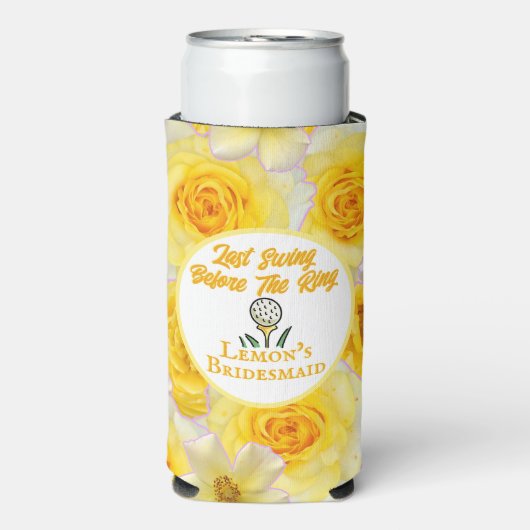 バチェロレッテレモンイエローパーソナライズされた スリム缶クーラー (Seltzer正面)