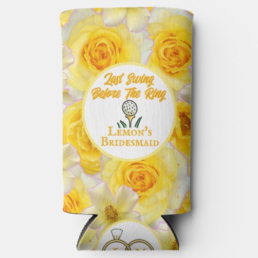 バチェロレッテレモンイエローパーソナライズされた スリム缶クーラー (正面)