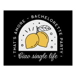 バチェロレッテレモン果実テーマブラック・イエロー ポスター