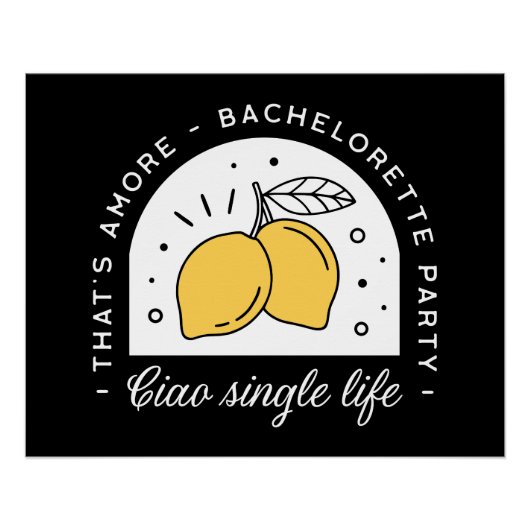 バチェロレッテレモン果実テーマブラック・イエロー ポスター (正面)