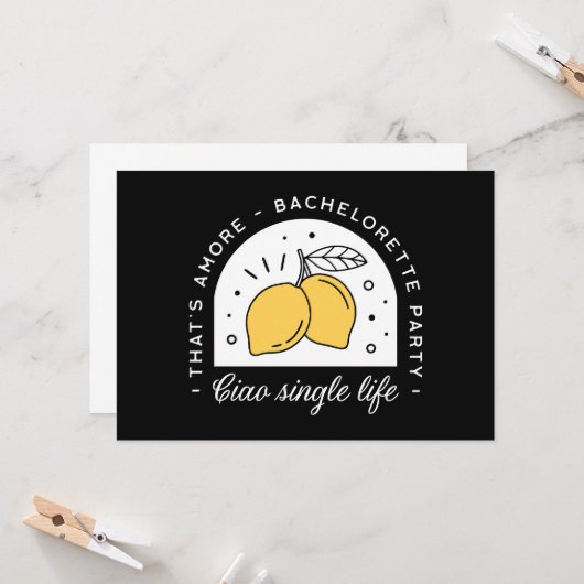 バチェロレッテレモン果実テーマブラック・イエロー 招待状 (正面/裏面インサイチュ)