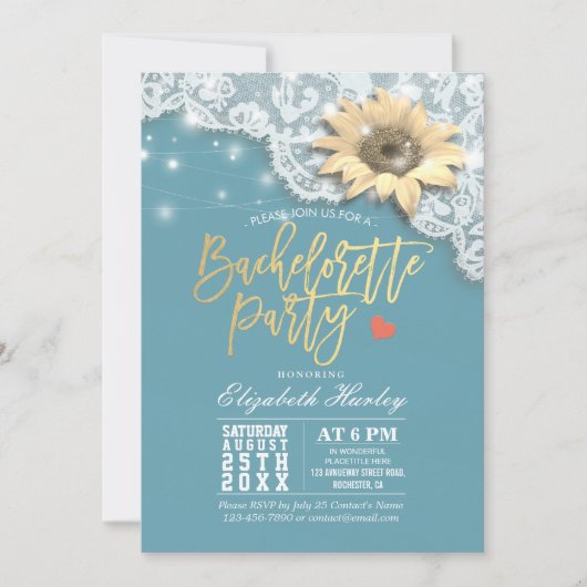 バチェロレッテレースひまわりストリングライト 招待状 (正面)