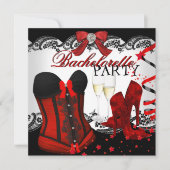 バチェロレッテレースレッドコルセットシャンパン 招待状 (正面)