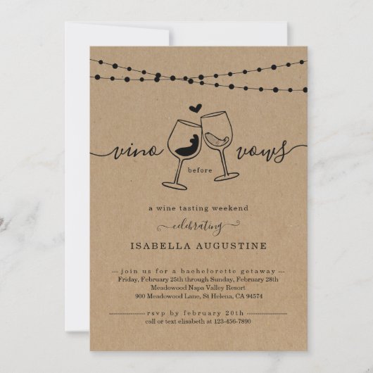 バチェロレッテワインテイスティングウィークエンド旅程インビタ 招待状 (正面)