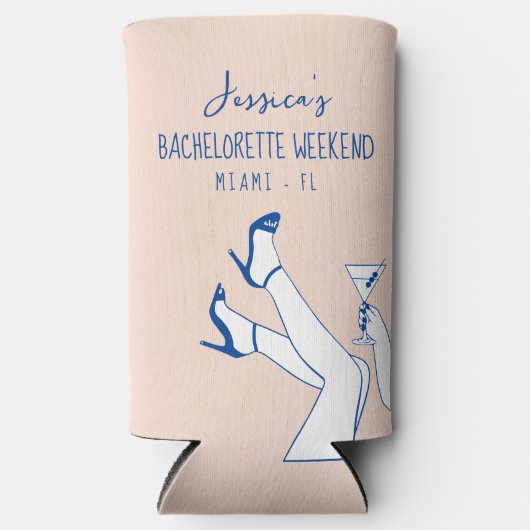 バチェロレッテ名前をカスタムするファンシー手描き スリム缶クーラー (正面)