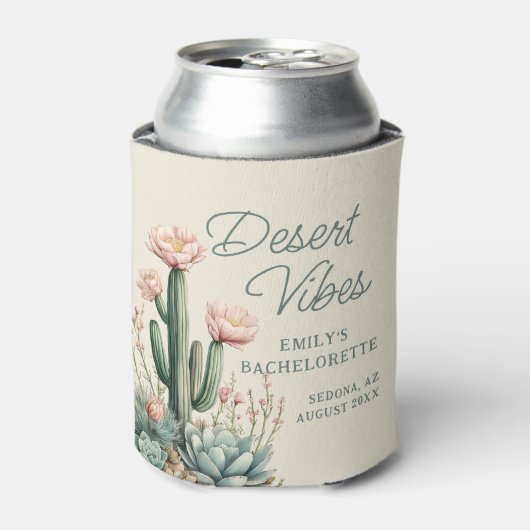バチェロレッテ咲くサボテン多肉果の砂漠の雰囲気 缶クーラー (缶正面)