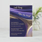 バチェロレッテ抽象芸術ブルー、パープル、金ゴールド 招待状 (スタンド正面)
