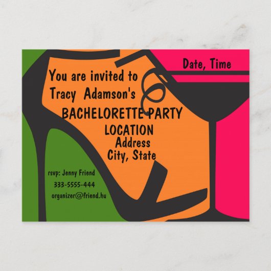 バチェロレッテ招待デザイン インビテーションポストカード (正面)