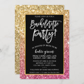 バチェロレッテ招待状グラム金ゴールドピンクグリッター 招待状 (正面/裏面)