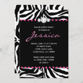 バチェロレッテ招待状ゼブラピンクジュエリー8 招待状 (正面/裏面)