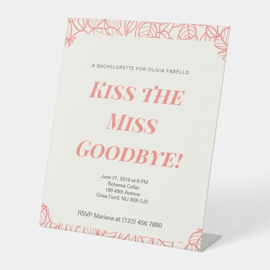 バチェロレッテ招待状、ブライダルシャワー 台座サイン (正面)