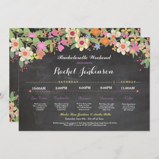 バチェロレッテ旅程ブライダルシャワーチョーク招待状 招待状 (正面/裏面)