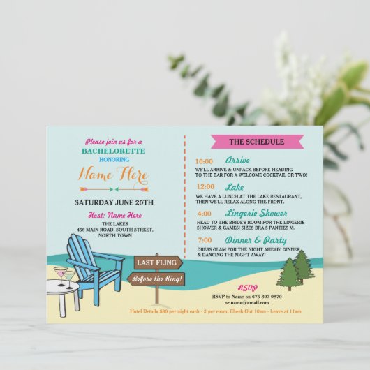 バチェロレッテ湖の花嫁の招待の旅程 招待状 (スタンド正面)