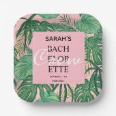 バチェロレッテ熱帯ピンクエキゾチックパーム ペーパープレート (正面)