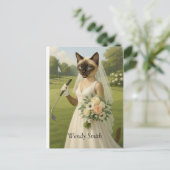 バチェロレッテ用ゴルフ猫女性ゴルファー ポストカード (スタンド正面)