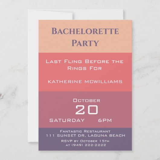 バチェロレッテ秋色ストライプ色の –  招待状 (正面)