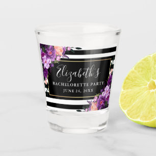 バチェロレッテ紫バイオレットフローラ ストライプの ショットグラス