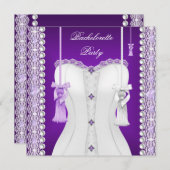 バチェロレッテ紫薄紫コルセットタッセル 招待状 (正面/裏面)