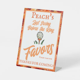 バチェロレッテ結婚ズゴルフピーチオレンジ 台座サイン