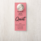 バチェロレッテ花嫁パーティー静かなサインピンクブラック ドアノブサイン (ノブ)