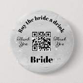 バチェロレッテ買Aドリンク | QRコードホワイト 缶バッジ (正面)