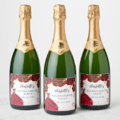 バチェロレッテ赤い白いドレスの花 スパークリングワインラベル (ボトル)