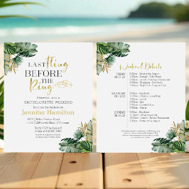 バチェロレッテ週末の旅程の予算招待状