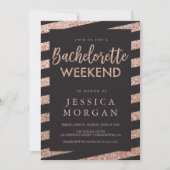バチェロレッテ週末の旅程グリッターストライプ 招待状 (正面)