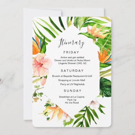 バチェロレッテ週末の旅程招待状 招待状 (裏面)