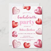 バチェロレッテ週末パーティーかわいいガーリーピンクハート 招待状 (正面)
