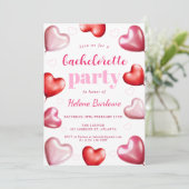 バチェロレッテ週末パーティーかわいいガーリーピンクハート 招待状 (スタンド正面)