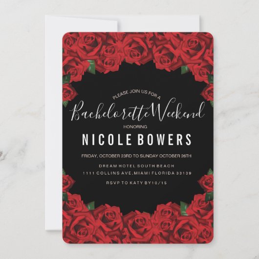 バチェロレッテ週末パーティーの旅程招待状 招待状 (正面)