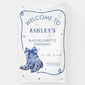 バチェロレッテ週末パーティーブルーウェルカムサイン 横断幕 (縦)