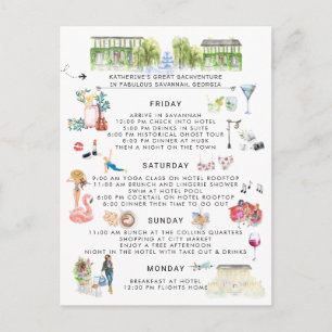 バチェロレッテ週末旅程 サバンナ，ジョージア インビテーションポストカード