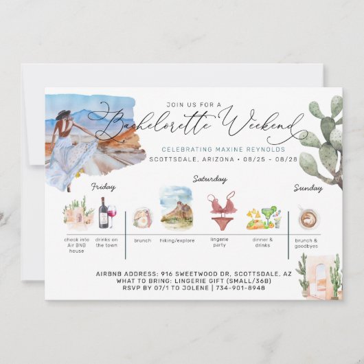 バチェロレッテ週末旅程|砂漠のサボテンの請求書 招待状 (正面)