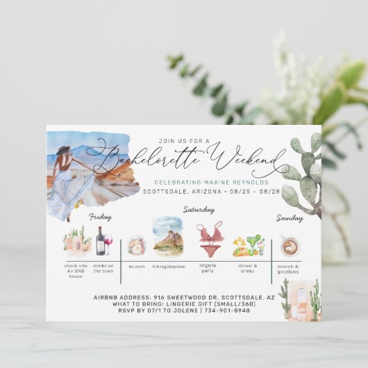 バチェロレッテ週末旅程|砂漠のサボテンの請求書 招待状 (スタンド正面)