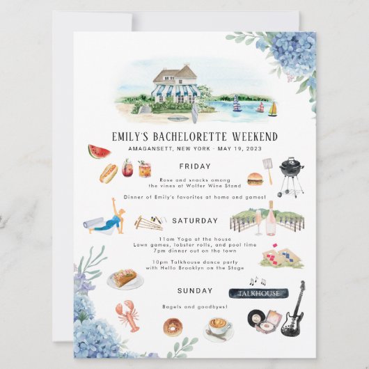 バチェロレッテ週末旅行 |アマガンセット（ニューヨーク） 招待状 (正面)