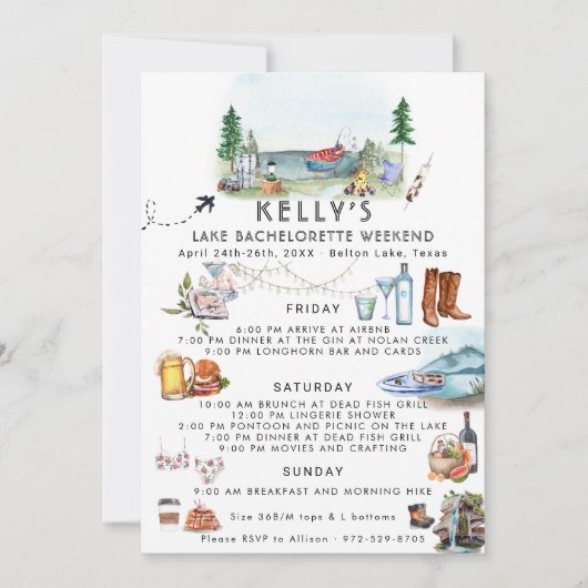 バチェロレッテ週末旅行 |サマーキャンプ 招待状 (正面)