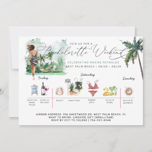 バチェロレッテ週末旅行 | Palmビーチ 招待状 (正面)
