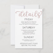 バチェロレッテ週末日程表ロゼ金ゴールド招待状 招待状 (裏面)