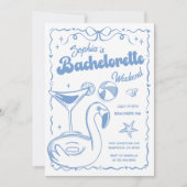 バチェロレッテ週末用パーティーブルー 招待状 (正面)