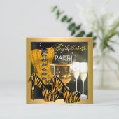 バチェロレッテ金ゴールドブラックコルセットゼブラシューズ 招待状 (スタンド正面)