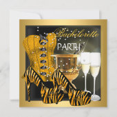 バチェロレッテ金ゴールドブラックコルセットゼブラシューズ 招待状 (正面)