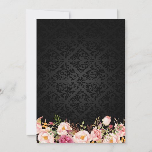 バチェロレッテ金ゴールドリップダマスク赤面フローラ 招待状 (裏面)