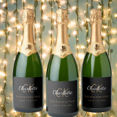 バチェロレッテ黒金ゴールドモノグラム スパークリングワインラベル