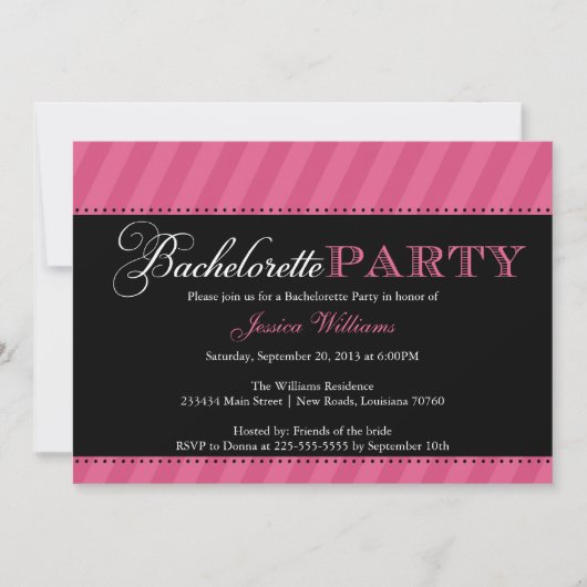 バチェロレッテ|は縞で飾ります 招待状 (正面)