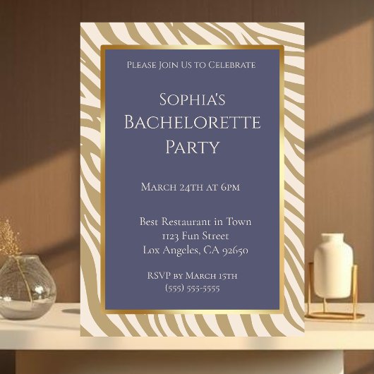 バチェロレッテ – ゼブラ印刷 – ベージュ –  招待状